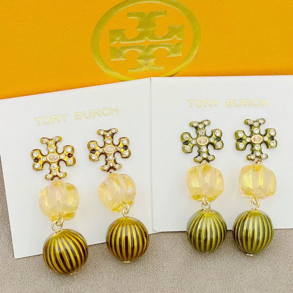 Tory Burch Letter Ball Metal Earrings